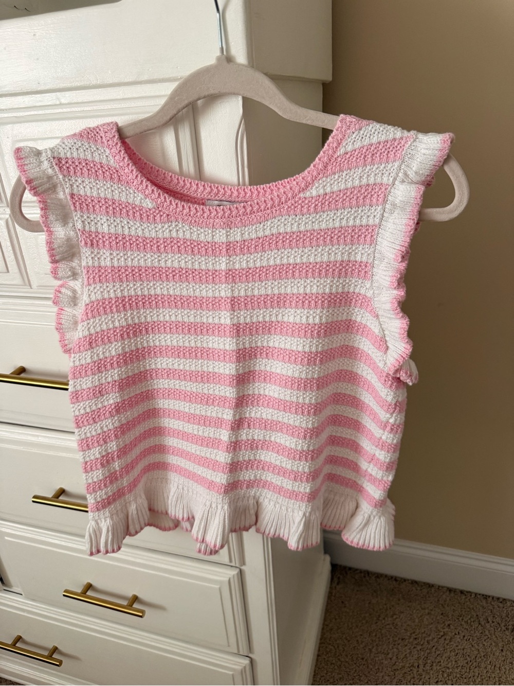 Crown & Ivy Pink & White Stripe Top